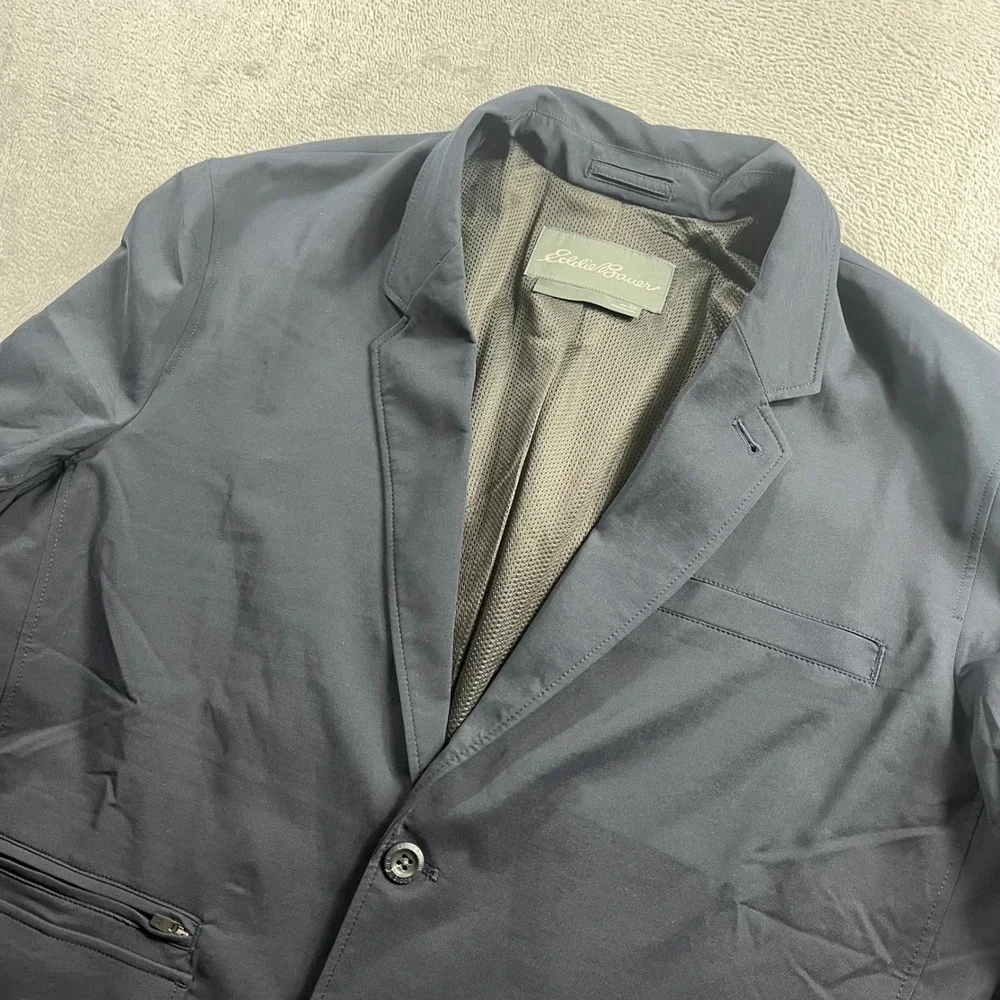 Eddie Bauer Mens Navy Blue Travel Blazer Utility Jacket Size‎ 50 Mesh Lined